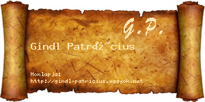 Gindl Patrícius névjegykártya